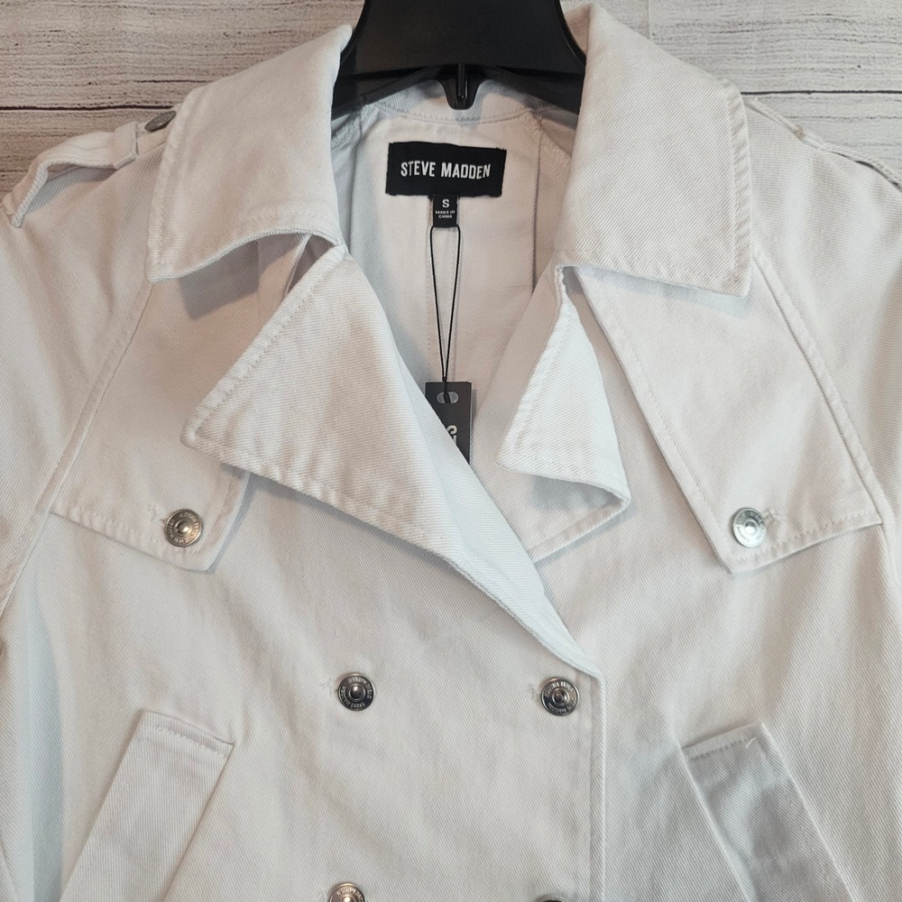 Steve Madden S Small Sirus White Denim Jacket Jean NWT 1432 - Picture 5 of 16